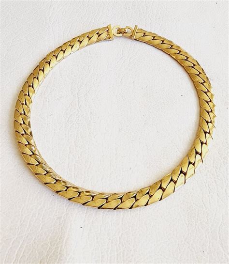 Christian Dior Vintage Cuban Link Choker Necklace HTF 16